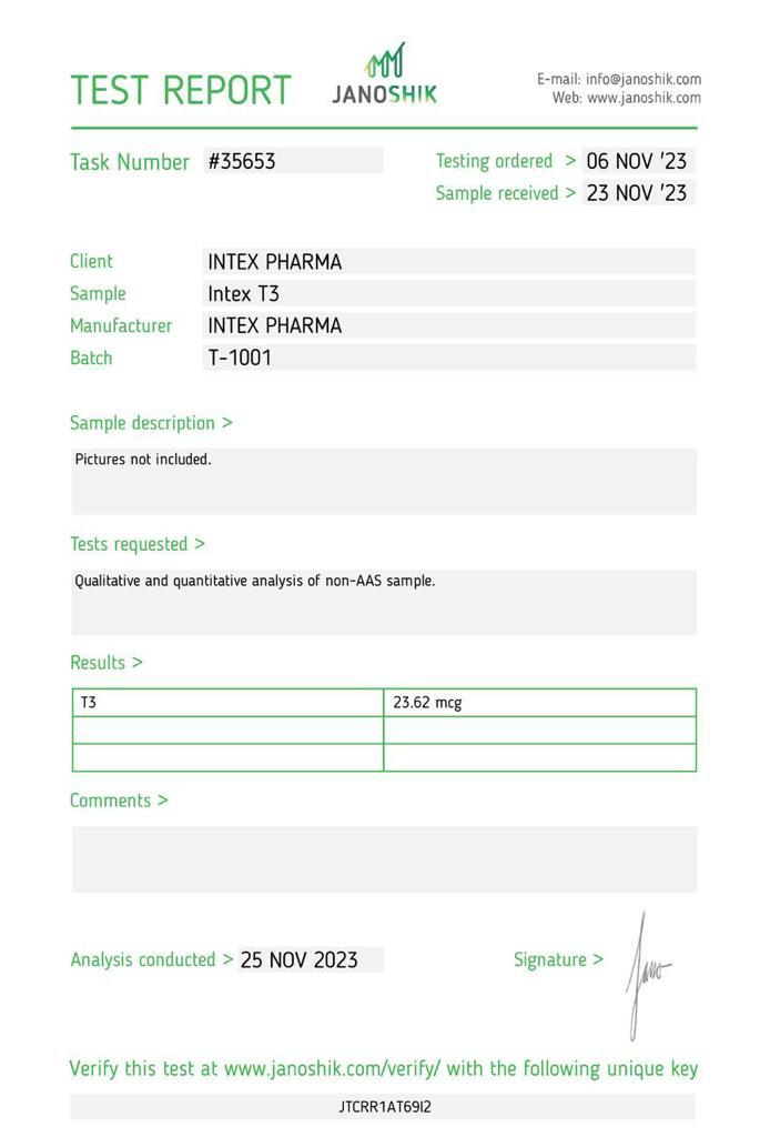 Intex Pharma T3 100 tabs - Image 2