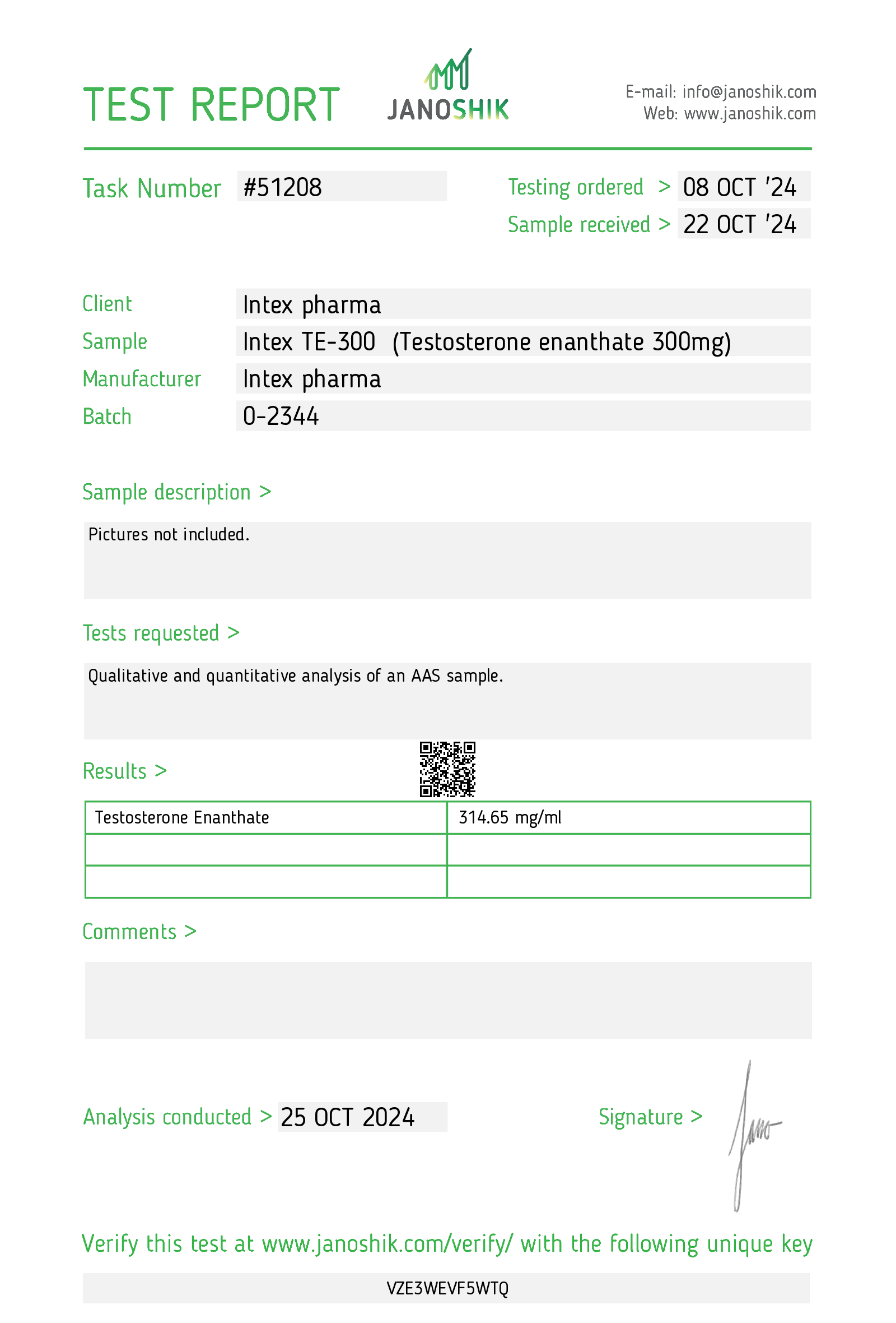 Intex Pharma TE-300 (Testosterone Enanthate, Test E) - Image 2
